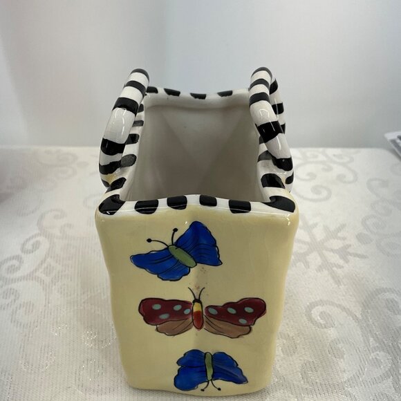 2002 Patricia Dupont Hand painted Ceramic Basket 3 1/4" Tall - Picture 5 of 7